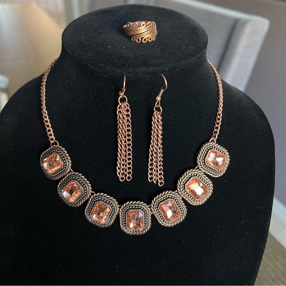 NEW! Copper color Statement Necklace and earring Set custom Jewelry